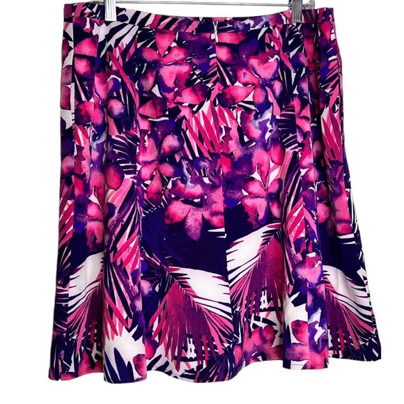 Hal Rubenstein 16W satin slip Pink Purple Floral Tropical Hawaiian Lined Skirt - Picture 2 of 10